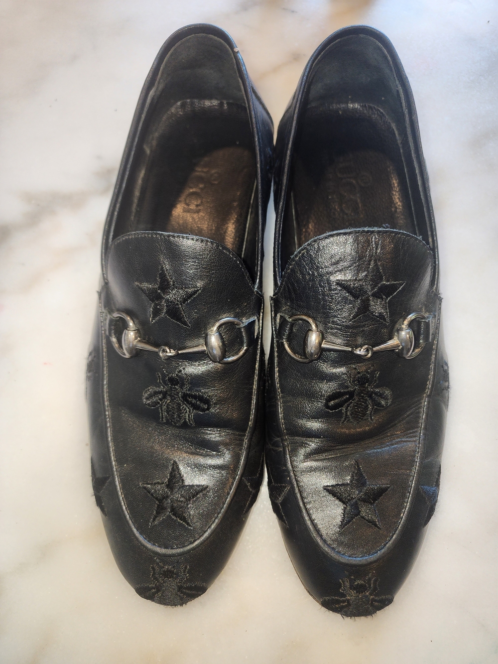Gucci Men’s Black Leather Horsebit Loafers with Star Embroidery - Picture 6 of 6